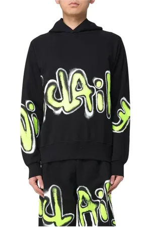 DISCLAIMER Sweathshirts & Hoodies, Herre, Sort, XS, Uld, Stilfuld Graffiti Print Hoodie