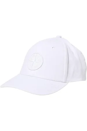Stone Island Tilbehør, Herre, Hvid, ONE SIZE, Bomuld, Broderet Logo Baseball Cap Blå