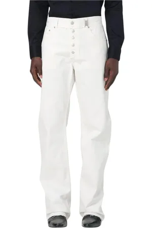 Alexander McQueen Jeans, Herre, Hvid, XL, Bomuld, Hvide Jeans med knaplukning