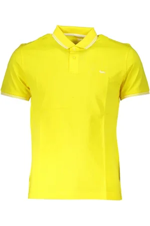 HARMONT&BLAINE Top, Herre, Gul, M, Bomuld, Elegant Gul Bomuldspolo med Kontrastdetaljer