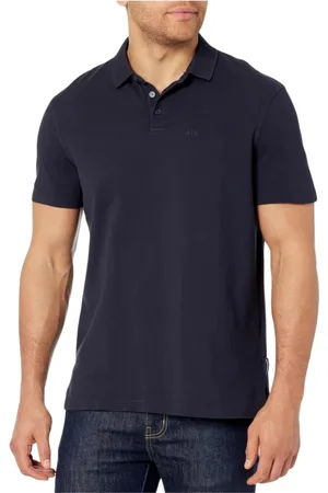 Armani Exchange Top, Herre, Blå, XS, Bomuld, Mørkeblå kortærmet poloshirt