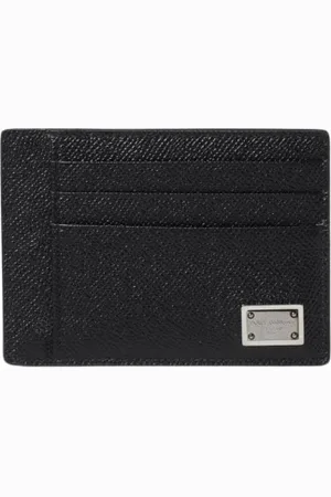 Dolce & Gabbana Tilbehør, Herre, Sort, ONE SIZE, Læder, Sort Læderkortholder Pung