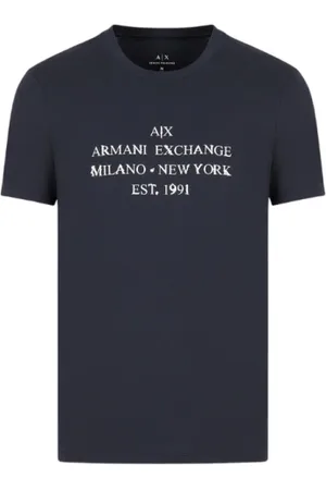 Armani Exchange Top, Herre, Blå, XS, Bomuld, Kortærmet bomuldst-shirt i marineblå