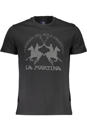 La Martina Top, Herre, Sort, M, Bomuld, Bomulds T-shirt med Elegant Print