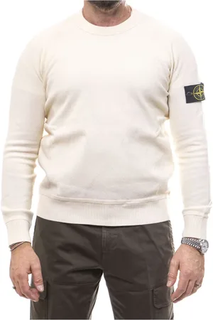 Stone Island Strik, Herre, , L, Bomuld, Bomuld Crewneck Sweater med Raglan Ærmer
