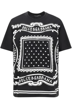 Dolce & Gabbana Top, Herre, Sort, L, Bomuld, Ikonisk Monogram Maxi Print Bomuld T-shirt