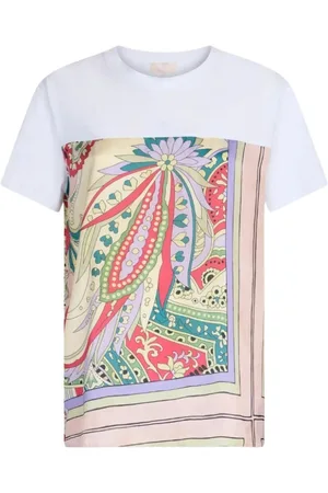 Liu Jo Top, Dame, Flerfarvet, XS, Bomuld, Bomuld jersey T-shirt med trykt satin detalje
