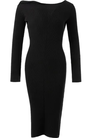 Tom Ford Kjole, Dame, Sort, XS, Uld, Sort Ribstrikket Kjole