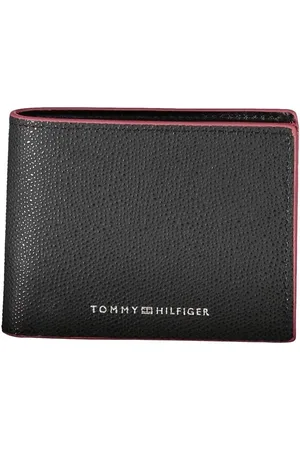 Tommy Hilfiger Tilbehør, Herre, Sort, ONE SIZE, Læder, Elegant Læder Bifold Pung med Kontrast Accents