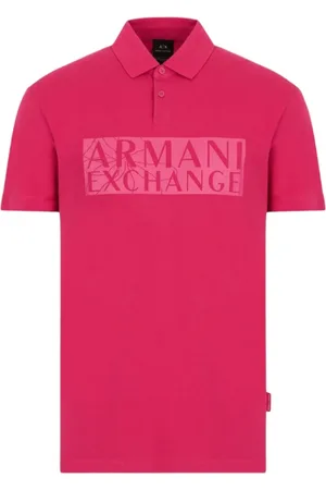 Armani Exchange Top, Herre, Rød, XS, Bomuld, Klassisk Polo Shirt med Logo Print