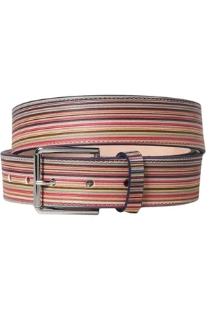 Paul Smith Tilbehør, Herre, Flerfarvet, 75 CM, Læder, Stribet Læderbælte Multifarvet Design