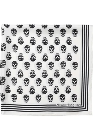 Alexander McQueen Tilbehør, Herre, Hvid, ONE SIZE, Silketørklæde med kranieprint
