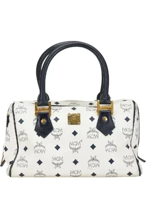 MCM Pre-owned, Dame, Hvid, ONE SIZE, Tyl, Pre-owned canvas håndtasker
