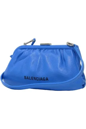 Balenciaga Pre-owned, Dame, Blå, ONE SIZE, Uld, Pre-owned Laeder balenciaga-tasker