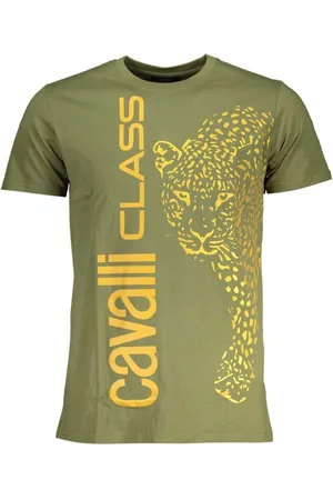 Roberto Cavalli Top, Herre, Grøn, L, Bomuld, Grøn Bomuld Logo Print T-Shirt