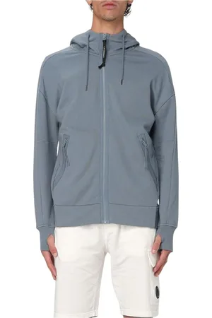 C.P. Company Sweathshirts & Hoodies, Herre, Grå, S, Bomuld, Grå Zip-Up Hoodie med Thumbholes