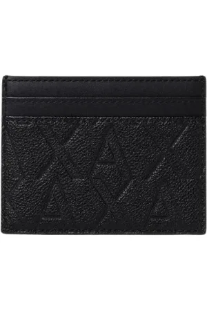 Armani Exchange Tilbehør, Herre, Sort, ONE SIZE, Læder, Geometrisk Mønster Kortholder Pung