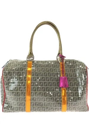 Fendi Pre-owned, Dame, Grå, ONE SIZE, Tyl, Pre-owned canvas håndtasker