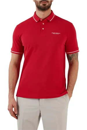 Armani Exchange Top, Herre, Rød, XS, Bomuld, Rød kortærmet poloshirt