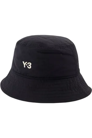 Y-3 Tilbehør, Herre, Sort, M, Læder, Sort Syntetisk Bucket Hat med Læderforing