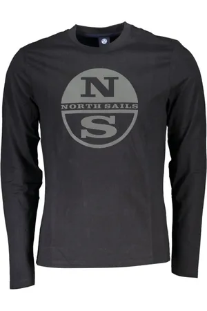 North Sails Top, Herre, Sort, XL, Bomuld, Sort Bomuld Langærmet Logo T-Shirt