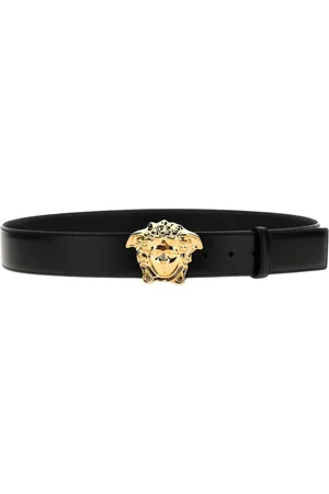 VERSACE Tilbehør, Herre, Sort, 100 CM, Læder, Luksus Læderbælte med Medusa Spænde
