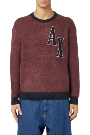 Armani Exchange Strik, Herre, Rød, L, Uld, Klassisk Bordeaux Crewneck Sweater