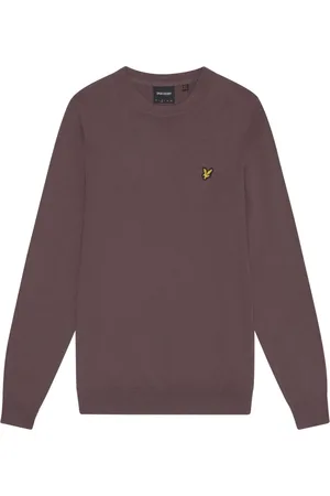 Lyle & Scott Strik, Herre, Lilla, M, Bomuld, Strikket bomuld merino rund hals sweater