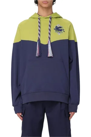 Etro Sweathshirts & Hoodies, Herre, Grøn, XL, Bomuld, Grøn Colorblock Emblem Hættetrøje