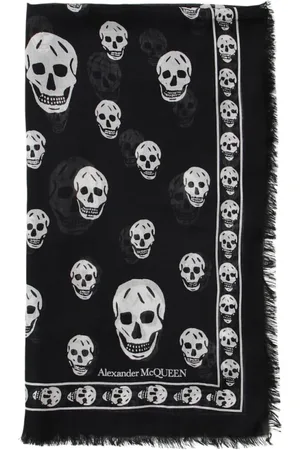 Alexander McQueen Tilbehør, Herre, Sort, ONE SIZE, Silketørklæde med kranieprint