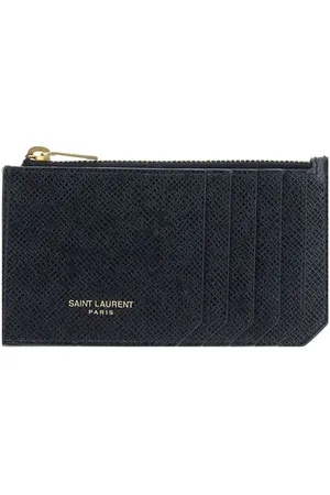 Saint Laurent Tilbehør, Herre, Sort, ONE SIZE, Læder, Læderkortholder med lynlåslomme
