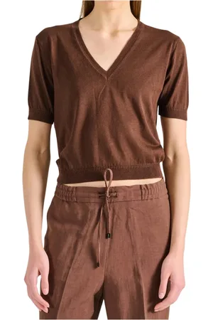 CRUNA Strik, Dame, Brun, L, Uld, V Neck Sweater