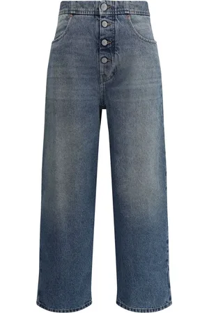 Maison Margiela Jeans, Dame, Blå, W25, Højtaljede Cropped Jeans