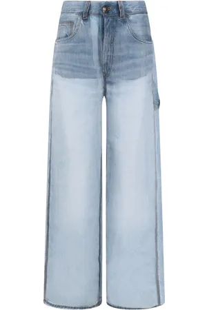 haikure Jeans, Dame, Blå, W27, Denim, Semi-Gennemsigtige Wide-Leg Denim Bukser