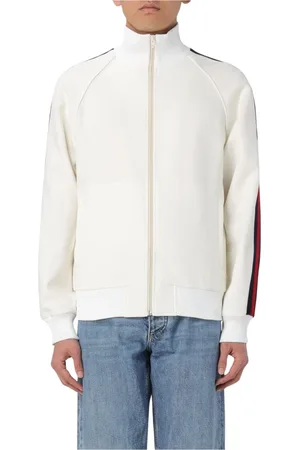Gucci Sweathshirts & Hoodies, Herre, Hvid, M, Bomuld, Stribet lynlås track jakke