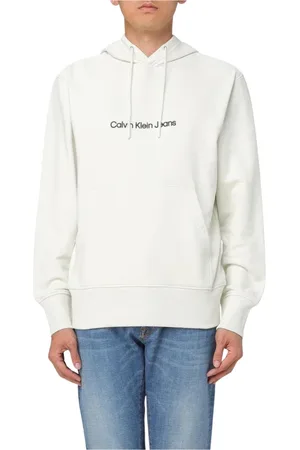 Calvin Klein Sweathshirts & Hoodies, Herre, Hvid, XL, Bomuld, Moderne Sort Hoodie Løstsiddende Pasform
