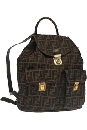 Fendi Pre-owned, Dame, Brun, ONE SIZE, Uld, Pre-owned Canvas rygsaekke