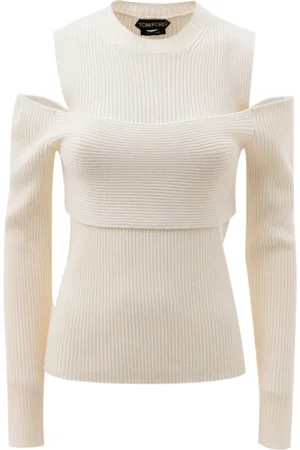 Tom Ford Strik, Dame, Hvid, M, Hvidt Strikket Sæt Top