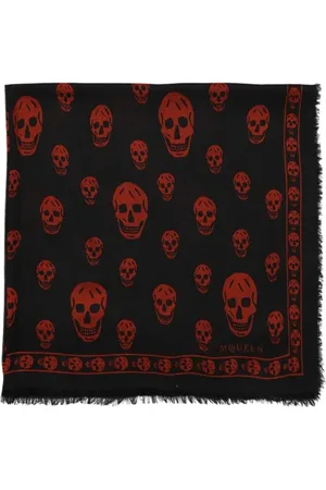 Alexander McQueen Tilbehør, Herre, Sort, ONE SIZE, Silketørklæde med kranieprint