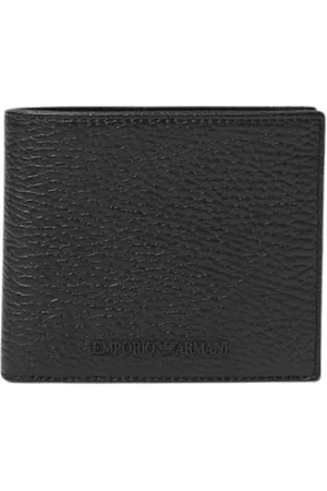 Emporio Armani Tilbehør, Herre, Sort, ONE SIZE, Læder, Sort Læder Bifold Pung