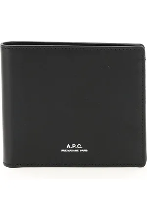 A.P.C. Tilbehør, Herre, Sort, ONE SIZE, Læder, Bi-fold læderpung med logoprint