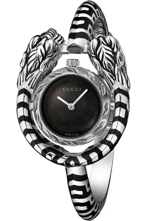 Gucci Tilbehør, Herre, Grå, ONE SIZE, Tiger Head Armbåndsur