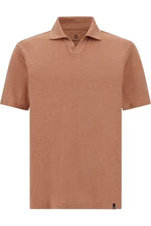 Boggi Milano Top, Herre, Rød, 3XL, Linned, Stretch Linned Jersey Polo Shirt