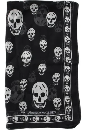 Alexander McQueen Tilbehør, Herre, Sort, ONE SIZE, Silketørklæde med kranieprint