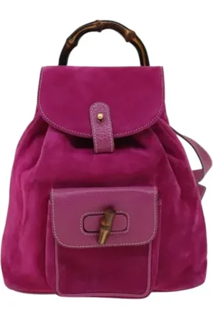 Gucci Pre-owned, Dame, Lyserød, ONE SIZE, Uld, Pre-owned Ruskind rygsaekke