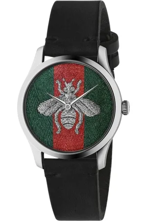 Gucci Tilbehør, Herre, Sort, ONE SIZE, Læder, Bi Broderet Ur