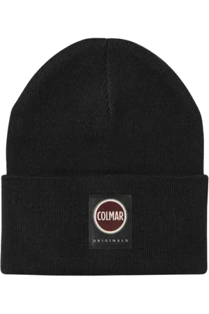 Colmar Tilbehør, Herre, Sort, ONE SIZE, Uld, Sort Uld Beanie Hat med Logo Patch