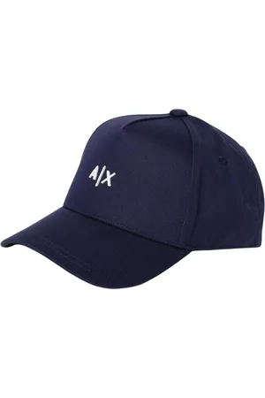 Armani Exchange Tilbehør, Herre, Blå, ONE SIZE, Bomuld, Broderet Logo Baseball Cap