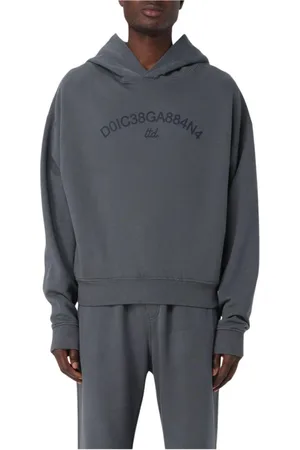Dolce & Gabbana Sweathshirts & Hoodies, Herre, Grå, S, Bomuld, Broderet hættetrøje til mænd