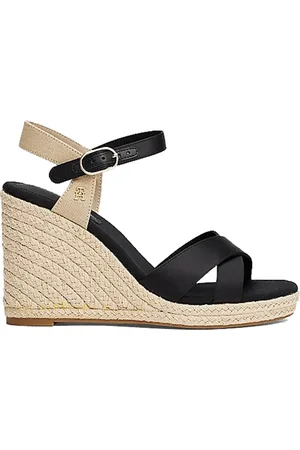Tommy Hilfiger Sko, Dame, Sort, 40 EU, Satin, Satin High Wedge Espadrille Sandaler